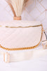 The Sylvie Quilted Belt Bag In Bone - Whiskey Skies - JEN & CO