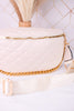 The Sylvie Quilted Belt Bag In Bone - Whiskey Skies - JEN & CO