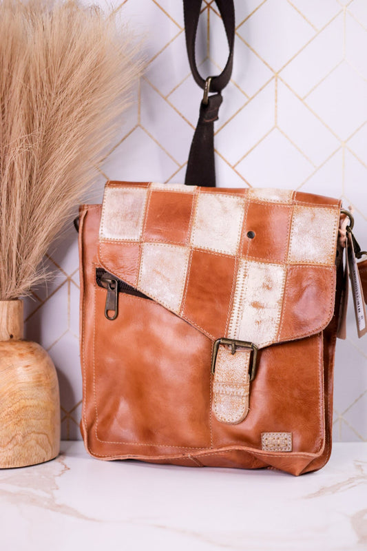 The "Venice Beach II" Tan Rustic Nectar Crossbody Bag - Whiskey Skies - BED/STU