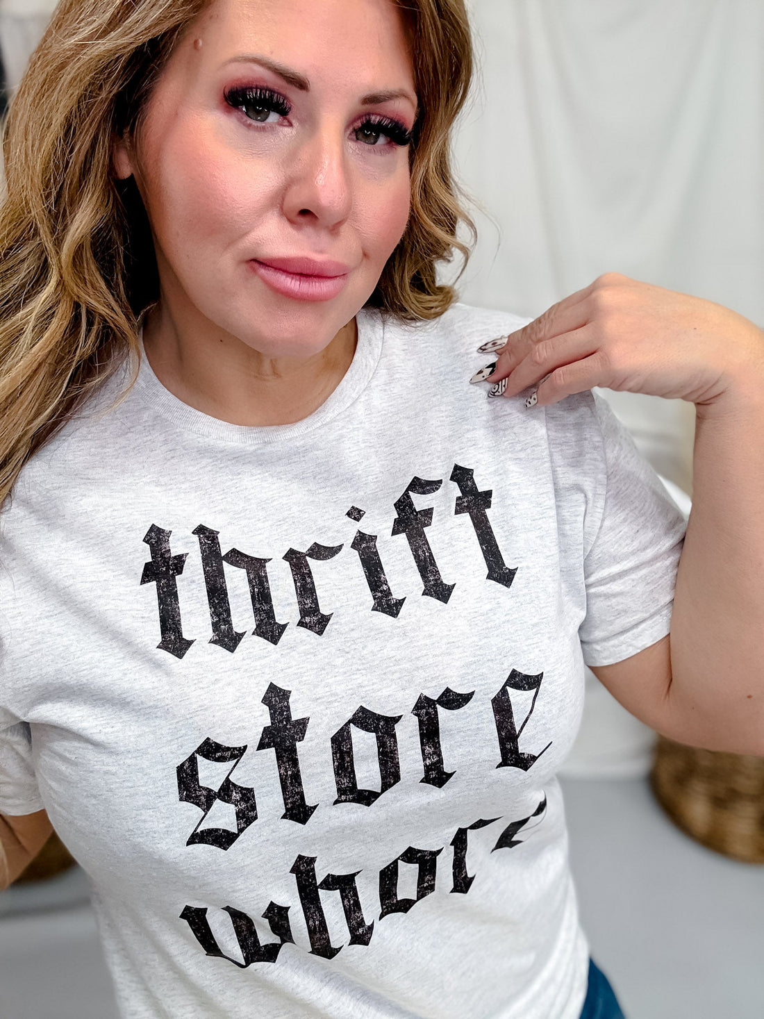 Thrift Store Whore Graphic Tee - Whiskey Skies - BAR TABS WHOLESALE