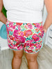 Thrive and Flourish Floral Print Drawstring Shorts - Whiskey Skies - STERLING KREEK
