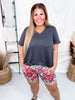 Thrive and Flourish Floral Print Drawstring Shorts - Whiskey Skies - STERLING KREEK