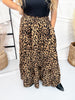 Tiered Leopard Print Midi Skirt With Smocked Waistband - Whiskey Skies - ODDI