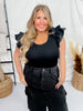 Tiered Ruffle Sleeves Rib - Knit Top - Whiskey Skies - ODDI