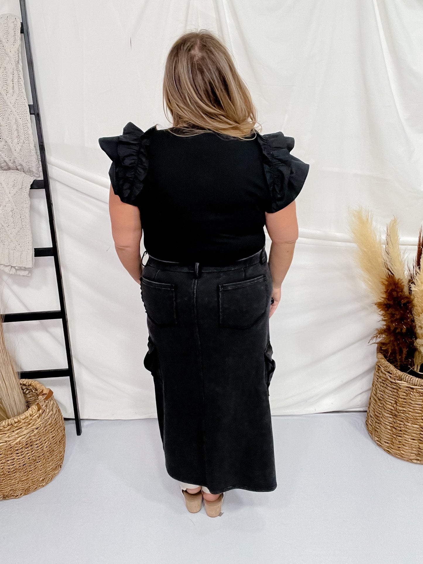 Tiered Ruffle Sleeves Rib - Knit Top - Whiskey Skies - ODDI