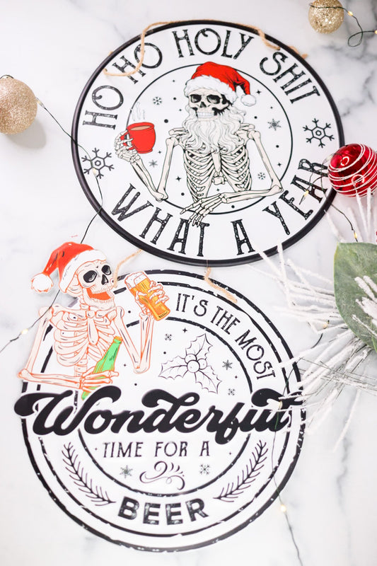 Time For A Beer/ What A Year Metal Sign (2 Styles) - Whiskey Skies - HANNA'S HANDIWORKS