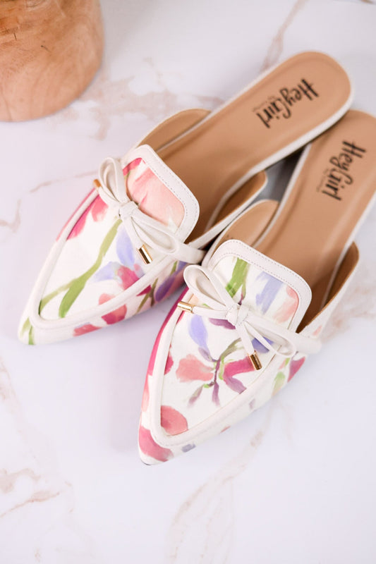 Tip Included Floral Pointed Toe Mules - Whiskey Skies - CORKYS FOOTWEAR