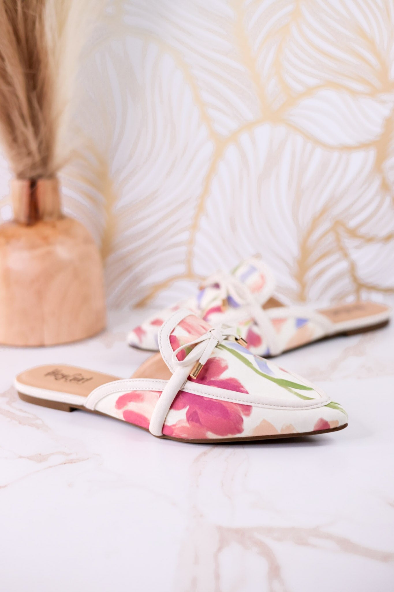 Tip Included Floral Pointed Toe Mules - Whiskey Skies - CORKYS FOOTWEAR
