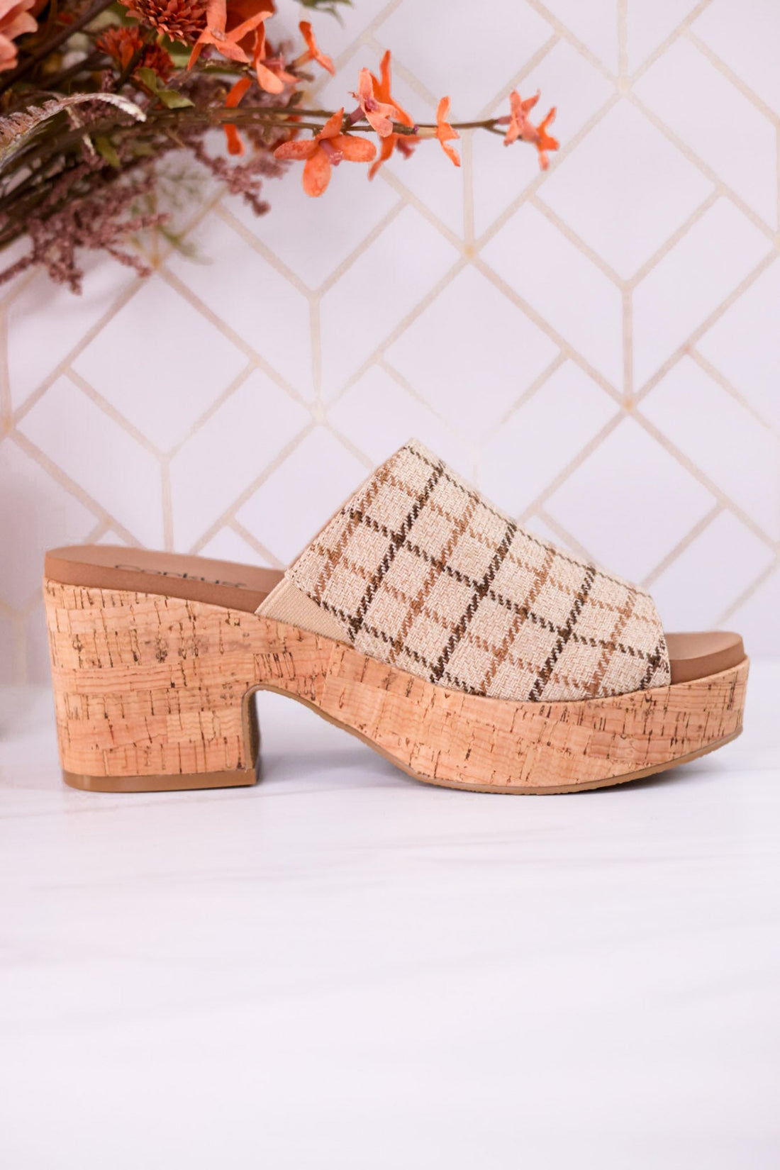 Totally Buggin Camel Plaid Clogs - Whiskey Skies - CORKYS FOOTWEAR
