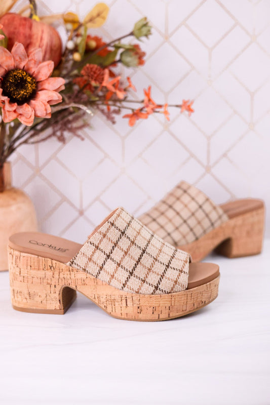 Totally Buggin Camel Plaid Clogs - Whiskey Skies - CORKYS FOOTWEAR