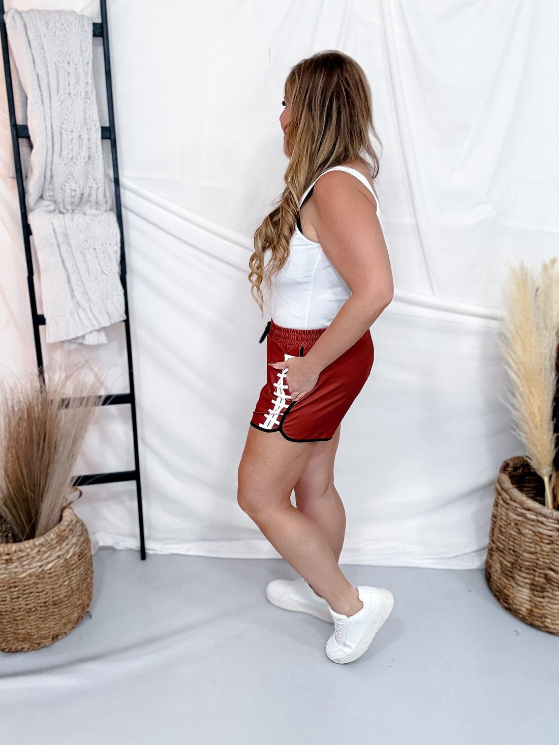 Touchdown Drawstring Everyday Shorts - Whiskey Skies - JESS LEA
