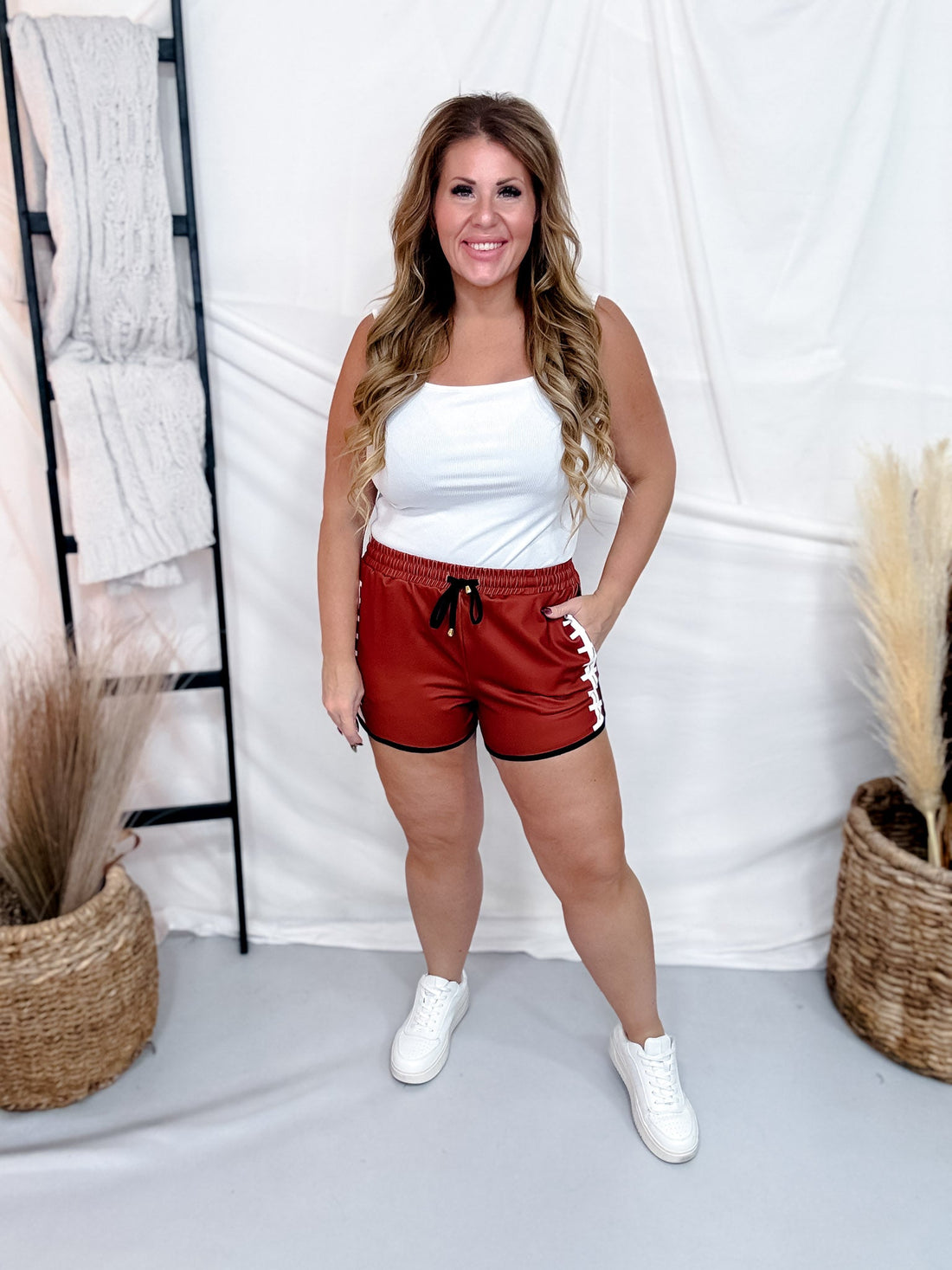 Touchdown Drawstring Everyday Shorts - Whiskey Skies - JESS LEA