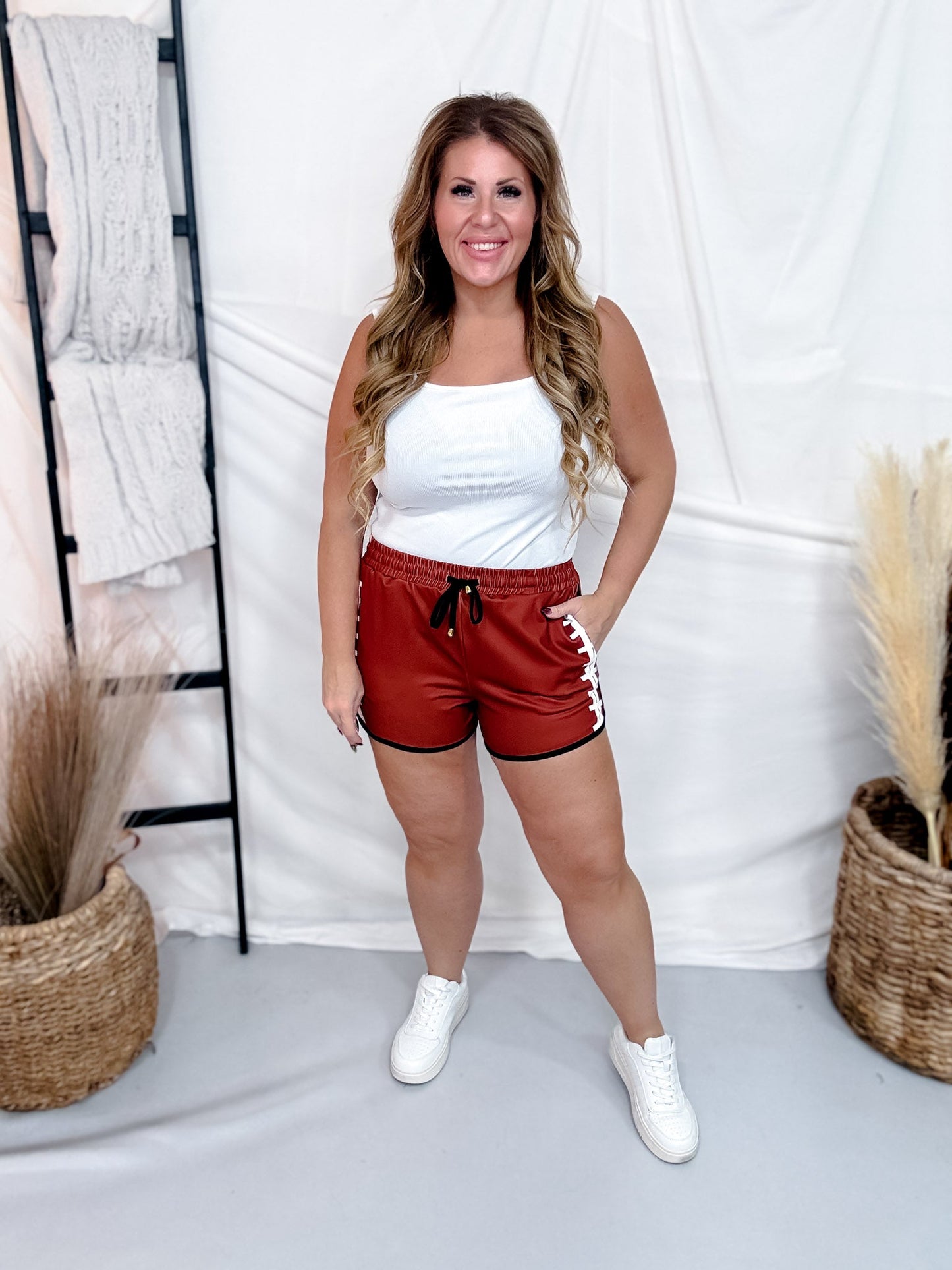 Touchdown Drawstring Everyday Shorts - Whiskey Skies - JESS LEA