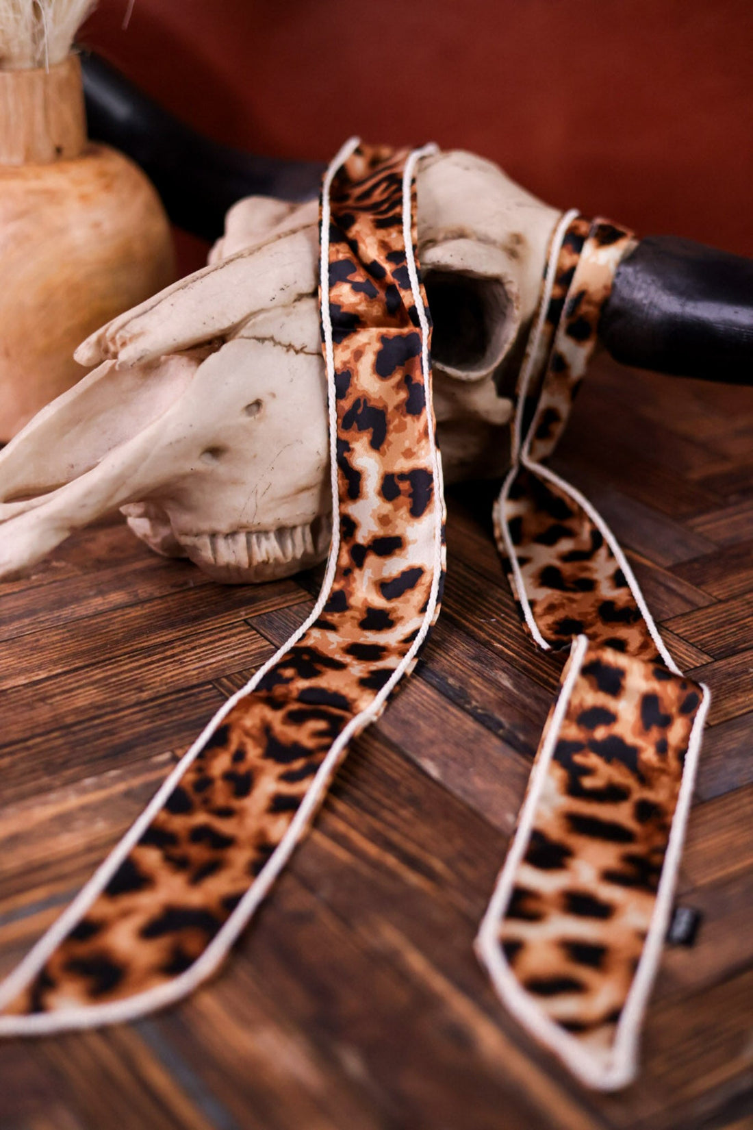 Trail Knot Leopard Print Twilly - Whiskey Skies - 2 FLY CO.