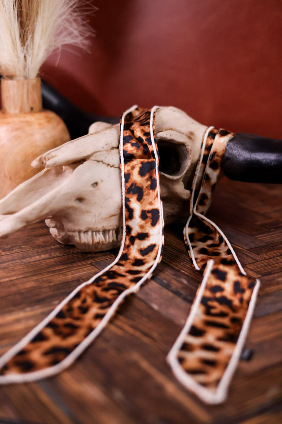 Trail Knot Leopard Print Twilly - Whiskey Skies - 2 FLY CO.
