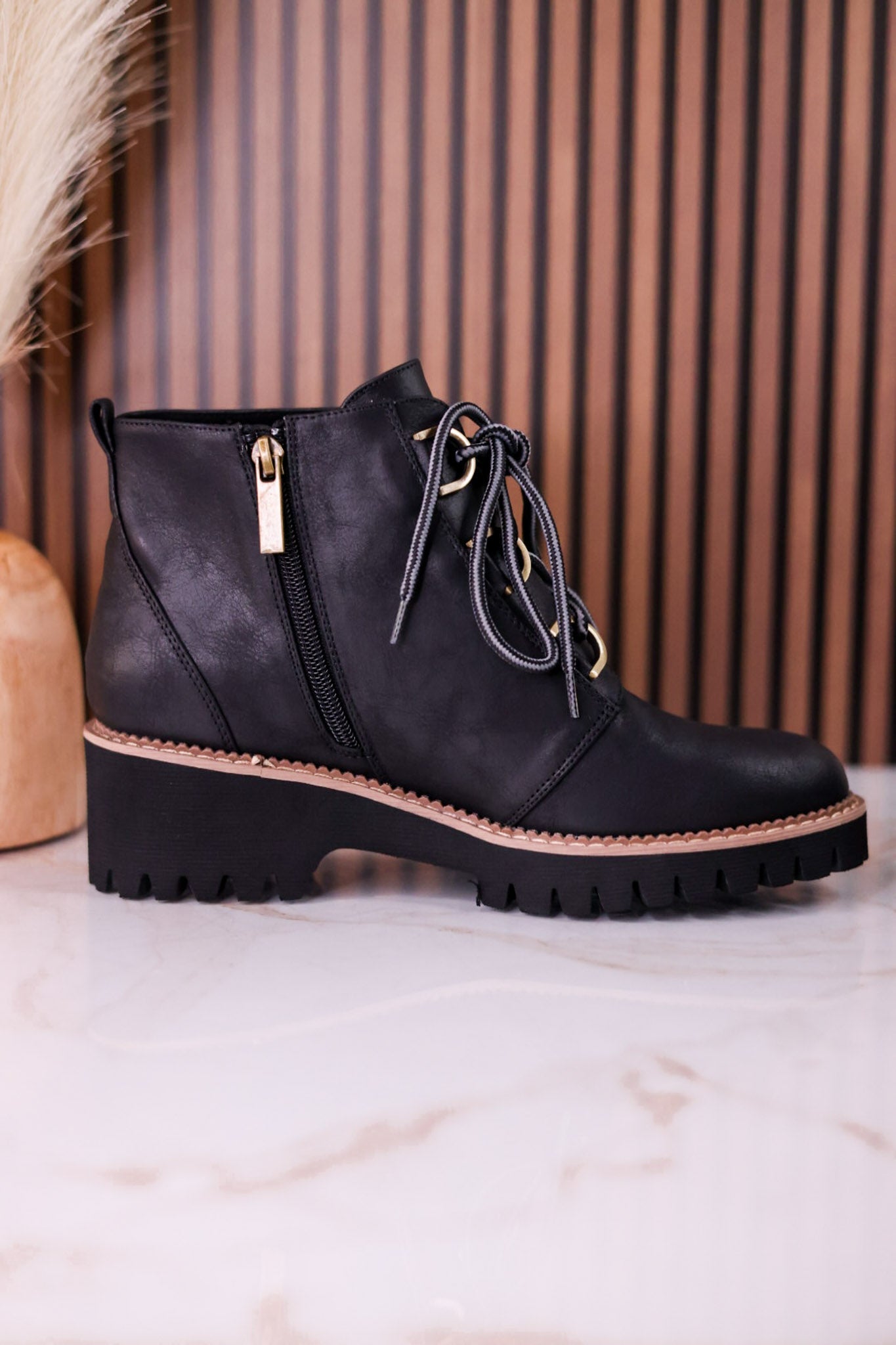 Trail Ride Black Lace Up Boots - Whiskey Skies - CORKYS FOOTWEAR