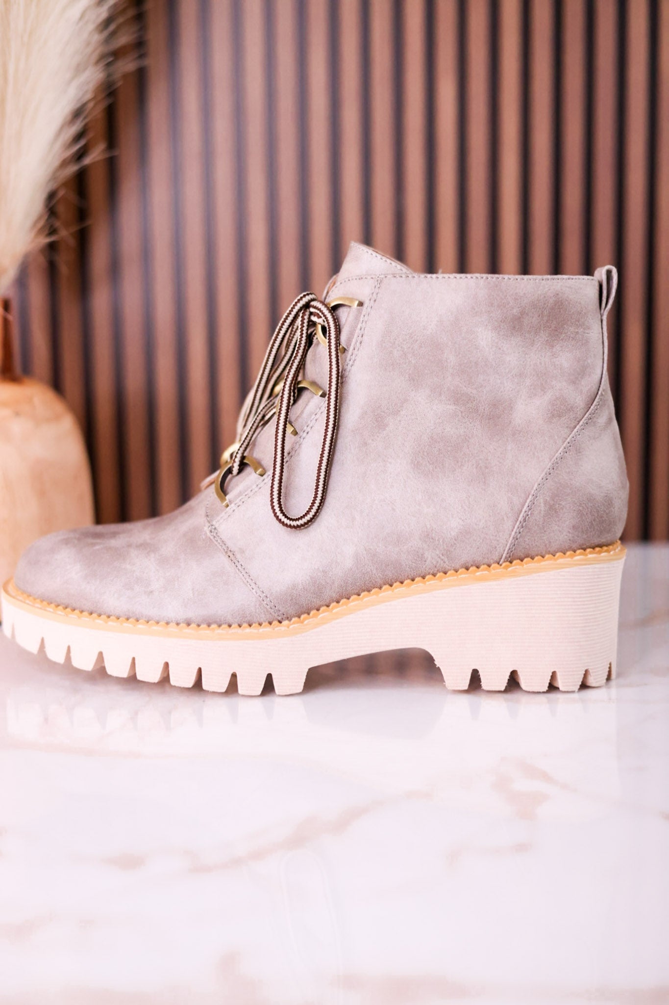 Trail Ride Light Grey Lace Up Boots - Whiskey Skies - CORKYS FOOTWEAR