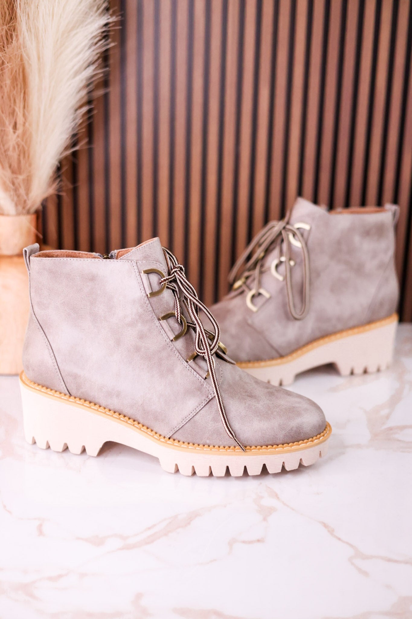 Trail Ride Light Grey Lace Up Boots - Whiskey Skies - CORKYS FOOTWEAR