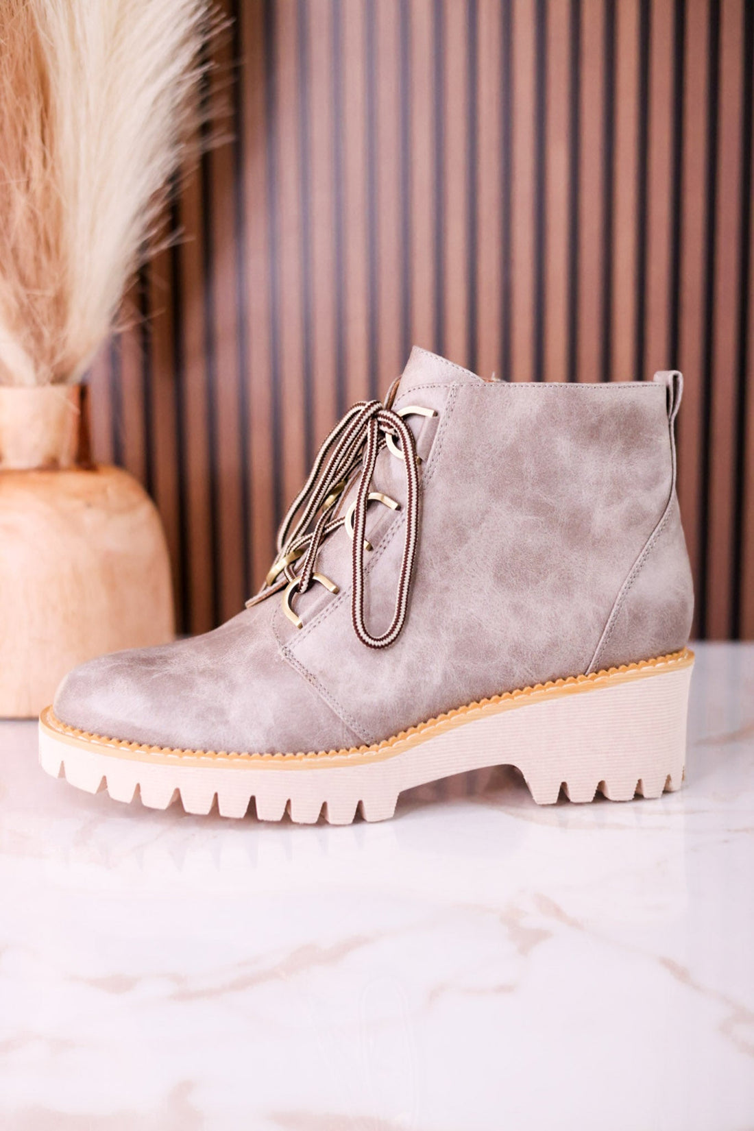 Trail Ride Light Grey Lace Up Boots - Whiskey Skies - CORKYS FOOTWEAR
