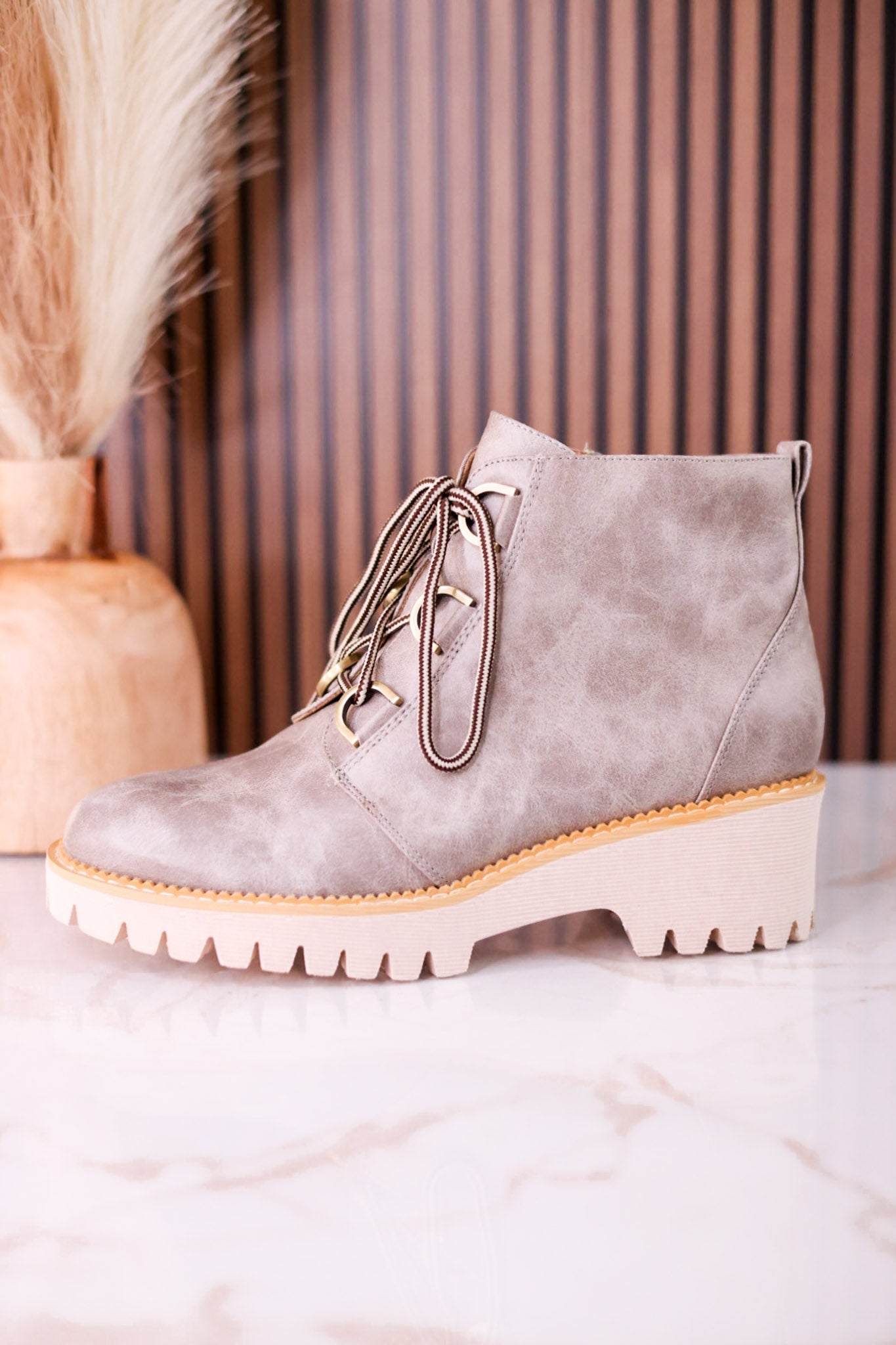 Trail Ride Light Grey Lace Up Boots - Whiskey Skies - CORKYS FOOTWEAR