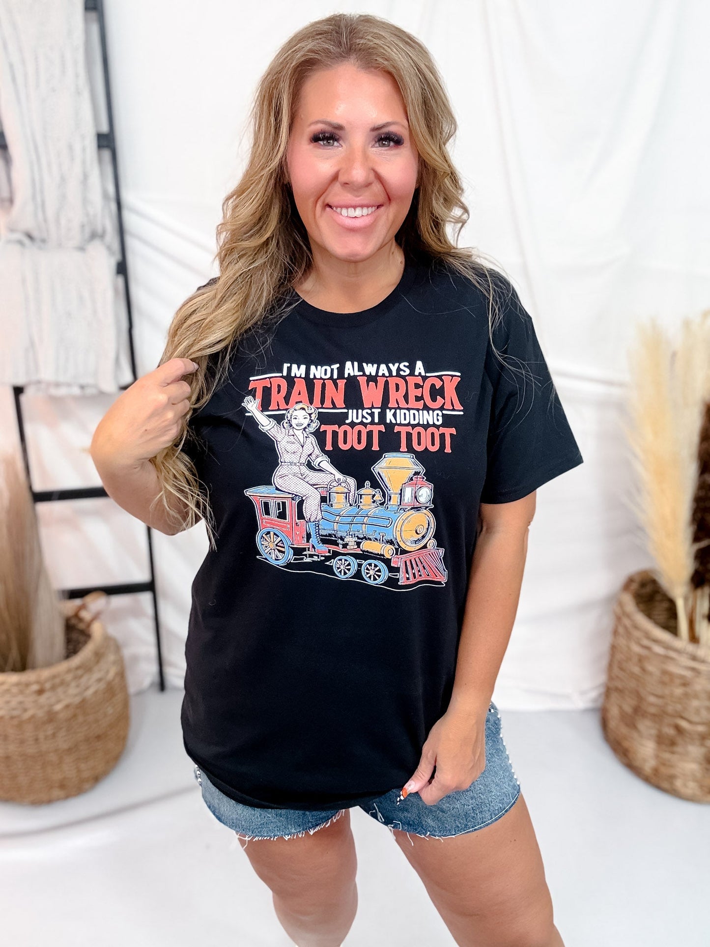 Train Wreck Short Sleeve Graphic Tee - Whiskey Skies - BAR TABS WHOLESALE