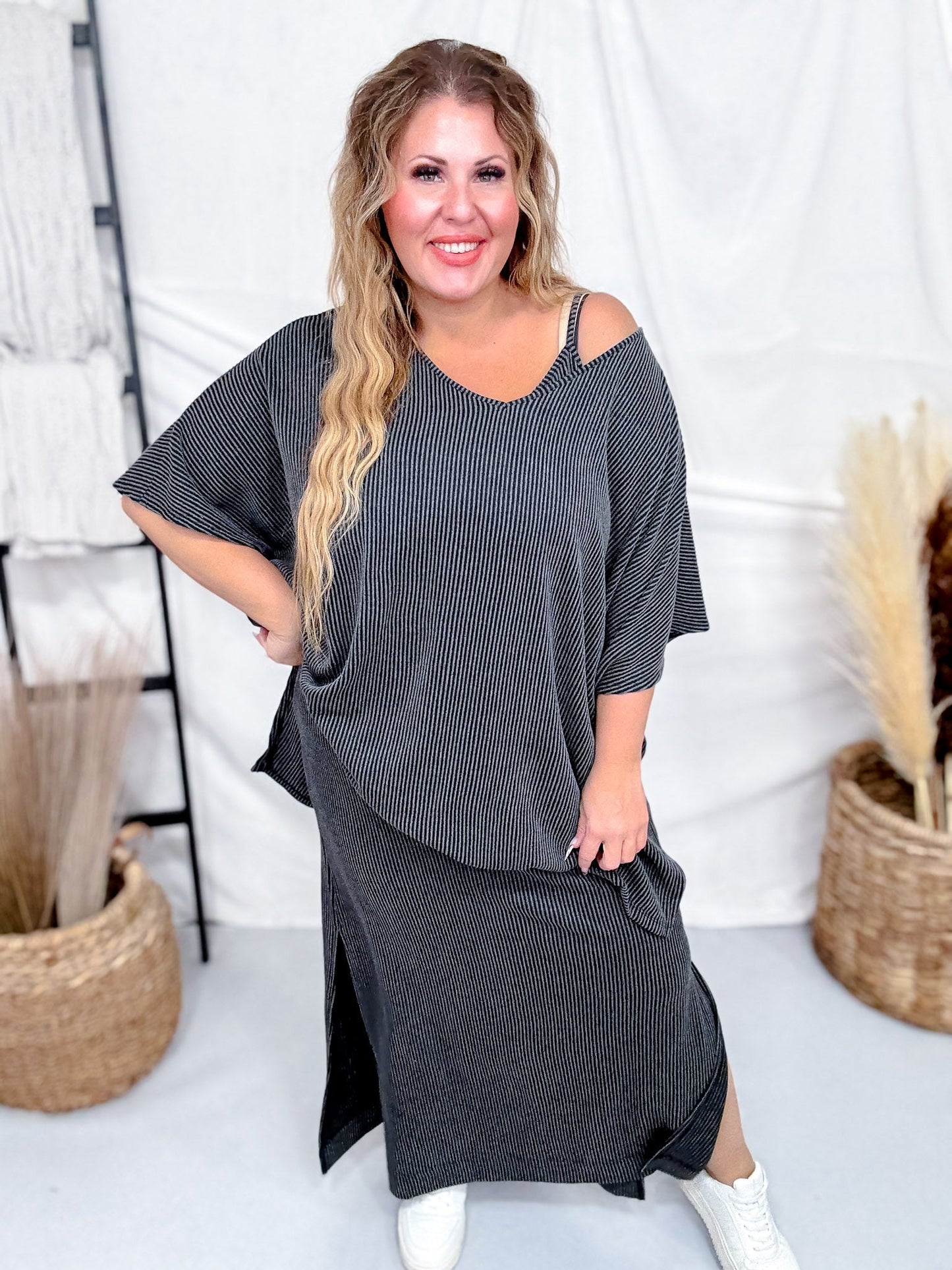 Travel Two Piece Ribbed Material Set (8 Colors) - Whiskey Skies - DEAR SCARLETT