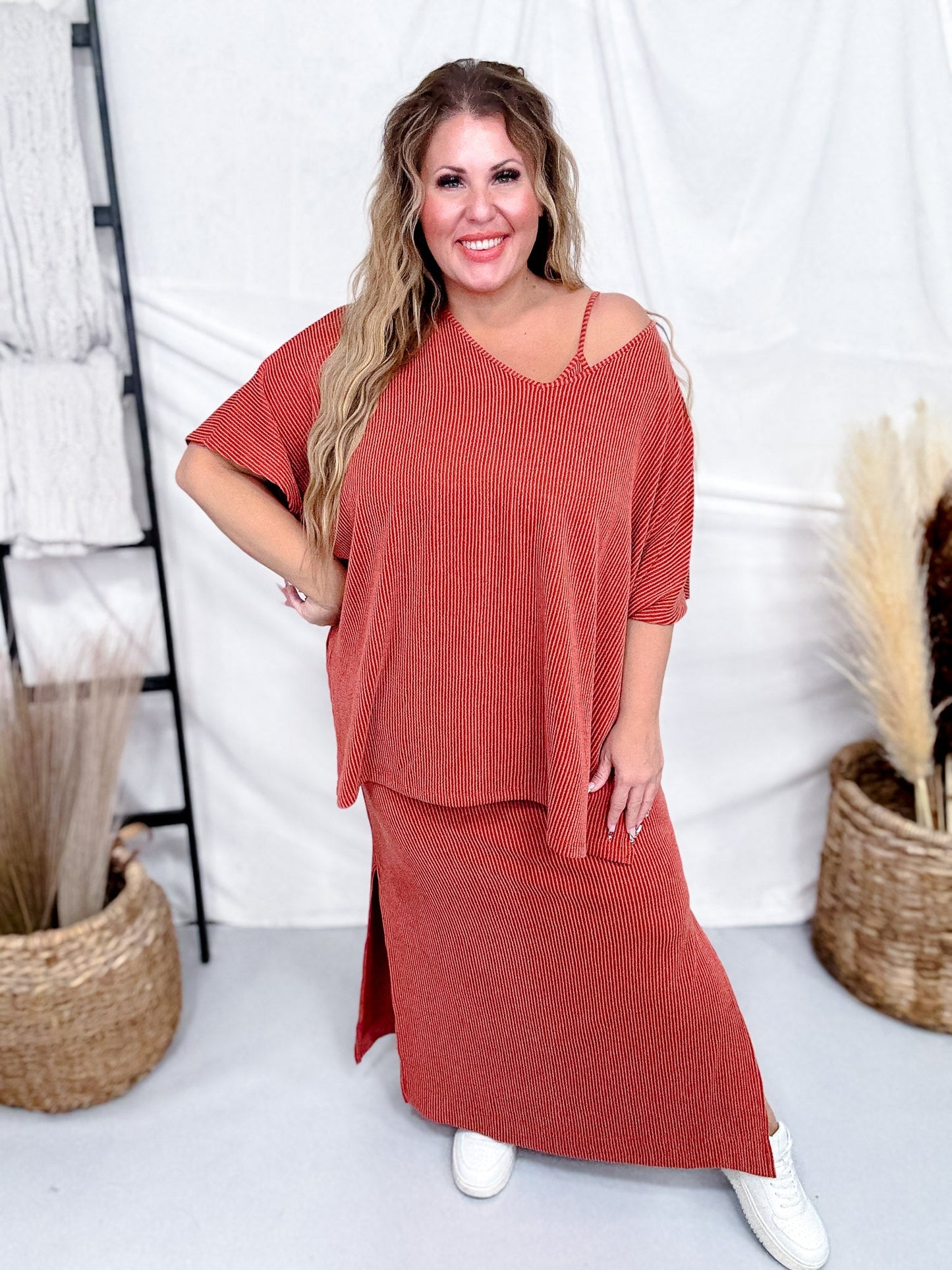 Travel Two Piece Ribbed Material Set (8 Colors) - Whiskey Skies - DEAR SCARLETT
