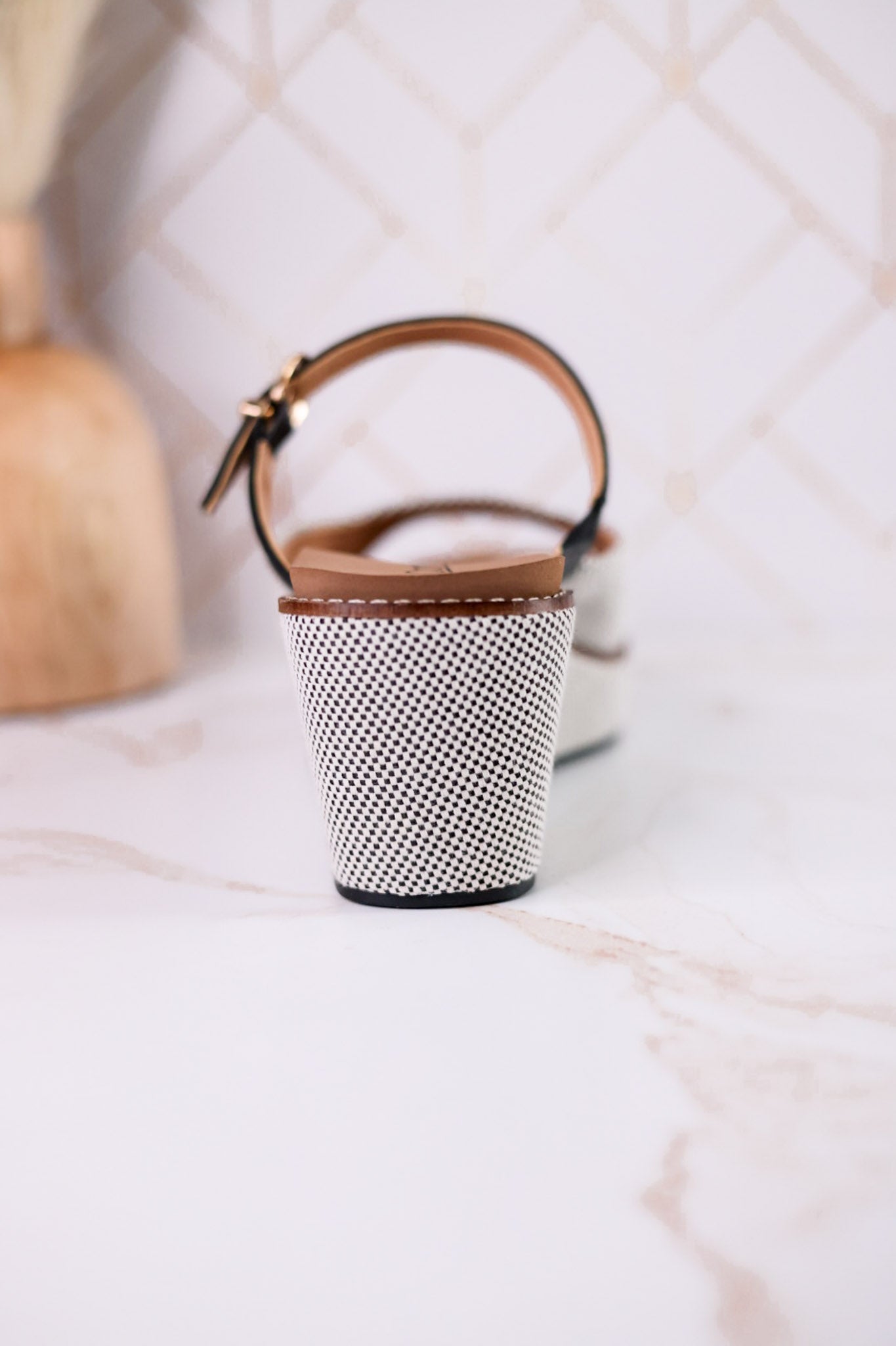 Treat Yourself Black Tweed Peep Toe Wedges - Whiskey Skies - CORKYS FOOTWEAR