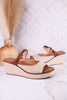 Treat Yourself Bourbon Tweed Peep Toe Wedges - Whiskey Skies - CORKYS FOOTWEAR