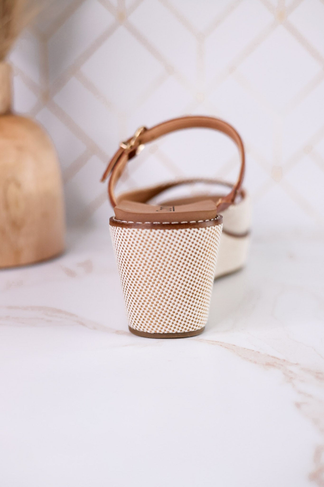 Treat Yourself Bourbon Tweed Peep Toe Wedges - Whiskey Skies - CORKYS FOOTWEAR