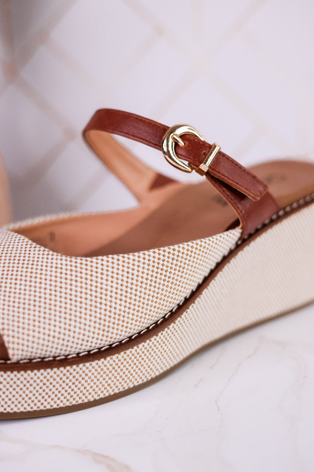 Treat Yourself Bourbon Tweed Peep Toe Wedges - Whiskey Skies - CORKYS FOOTWEAR