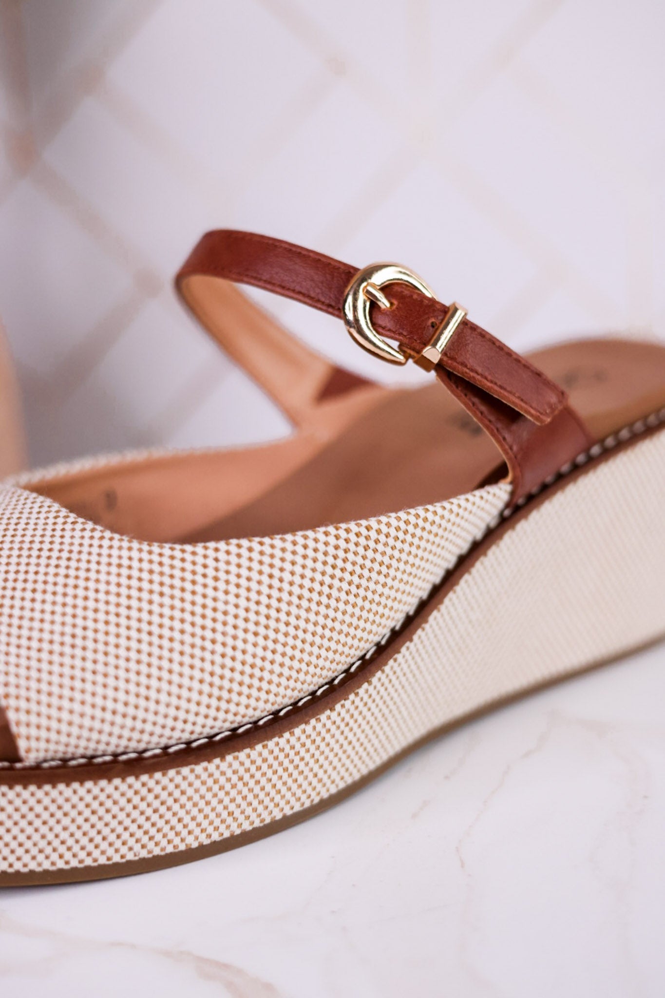 Treat Yourself Bourbon Tweed Peep Toe Wedges - Whiskey Skies - CORKYS FOOTWEAR