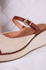 Treat Yourself Bourbon Tweed Peep Toe Wedges - Whiskey Skies - CORKYS FOOTWEAR