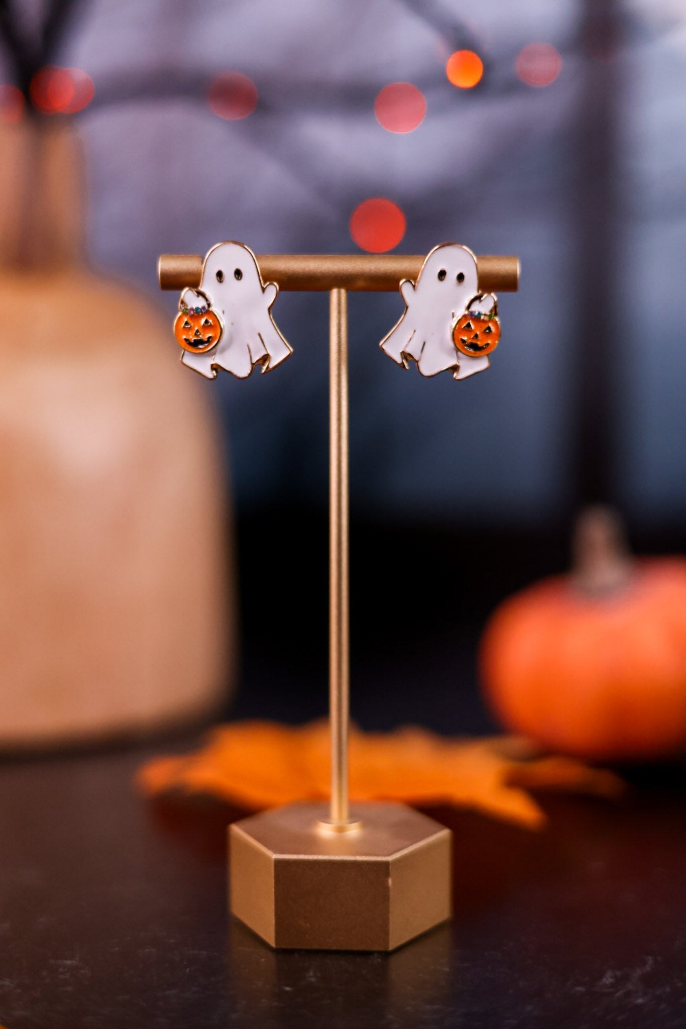 Trick-Or-Treating Ghost Earrings - Whiskey Skies - PERIWINKLE BY BARLOW