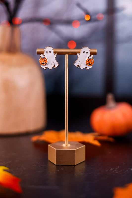 Trick-Or-Treating Ghost Earrings - Whiskey Skies - PERIWINKLE BY BARLOW