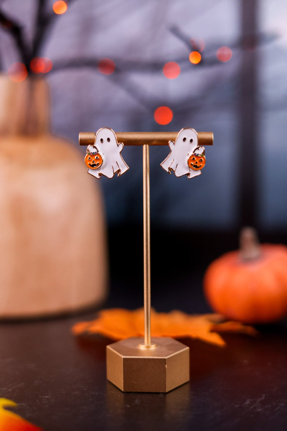Trick-Or-Treating Ghost Earrings - Whiskey Skies - PERIWINKLE BY BARLOW