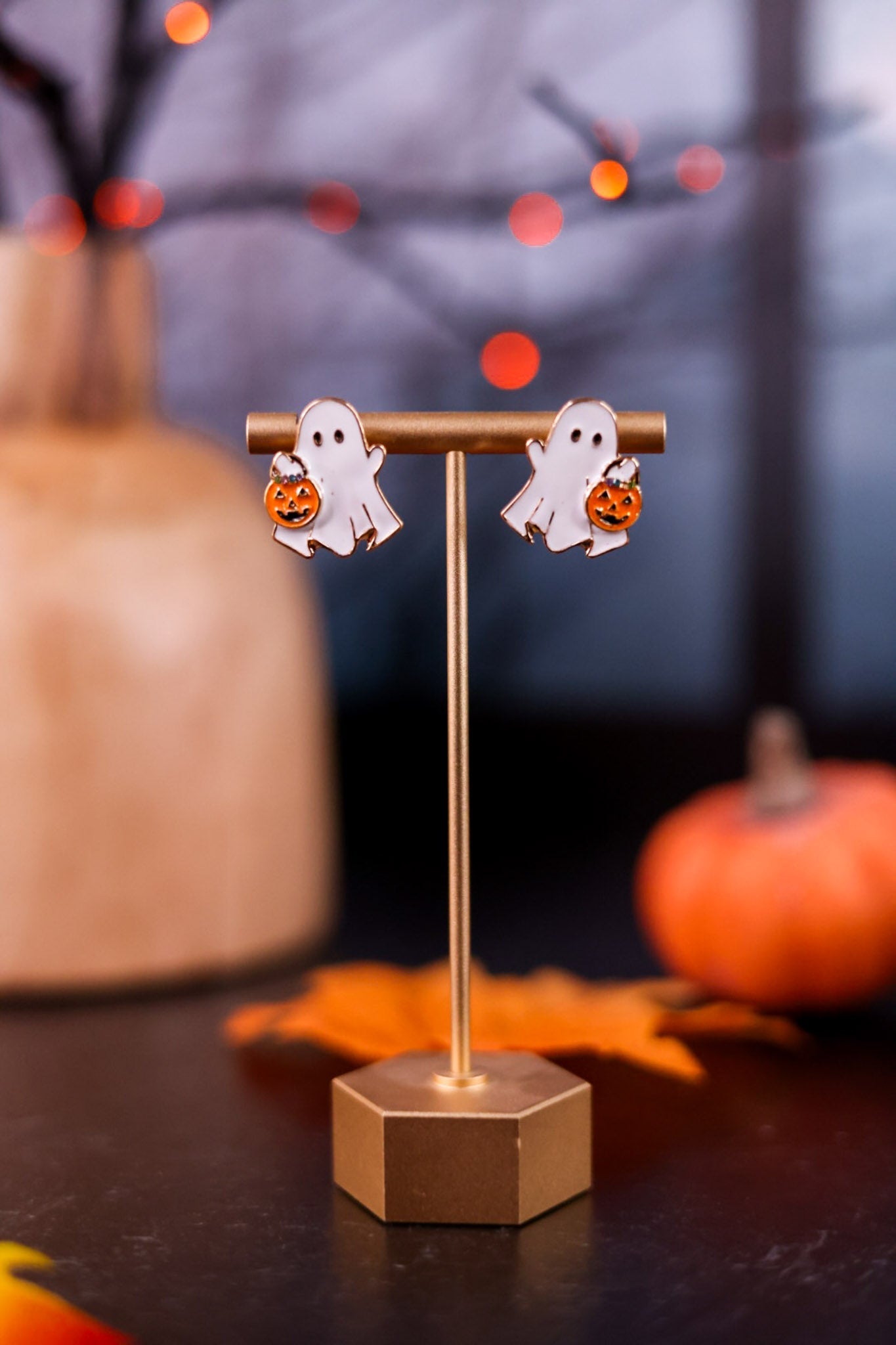 Trick-Or-Treating Ghost Earrings - Whiskey Skies - PERIWINKLE BY BARLOW