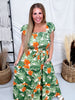 Tropical Dream Maxi Dress With Cap Sleeves And Tie Waist - Whiskey Skies - ODDI