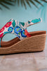 Tropical Floral Carley Wedges with Jute Heel - Whiskey Skies - CORKYS FOOTWEAR