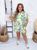 Tropical Leaf Print Short Sleeve Top & Shorts Set - Whiskey Skies - ODDI