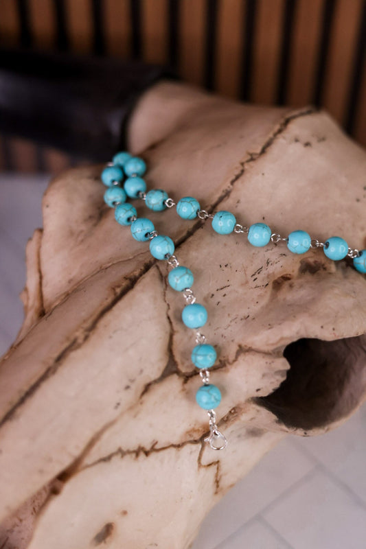Trucker Hat Chain With Turquoise Beads - Whiskey Skies - VIBES HAT COMPANY