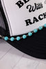 Trucker Hat Chain With Turquoise Beads - Whiskey Skies - VIBES HAT COMPANY