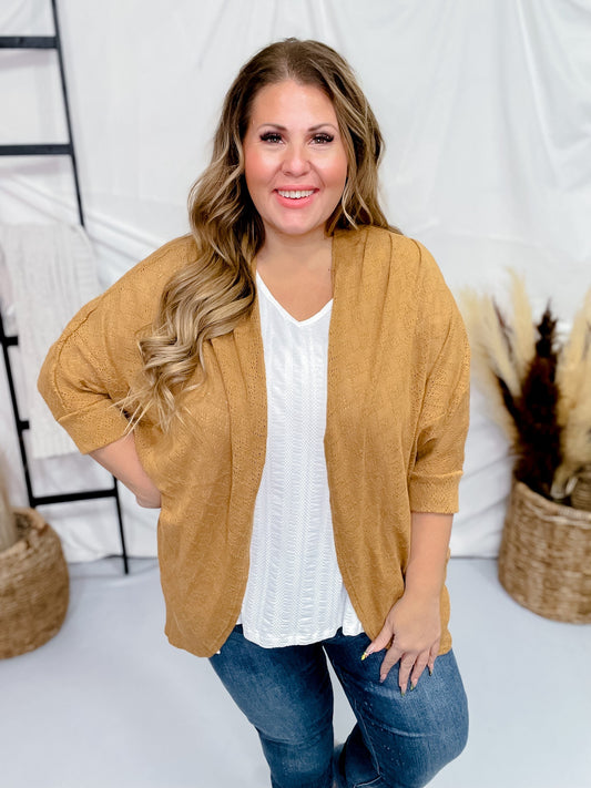 Tumeric Open Front Knit Cardigan - Whiskey Skies - BE STAGE