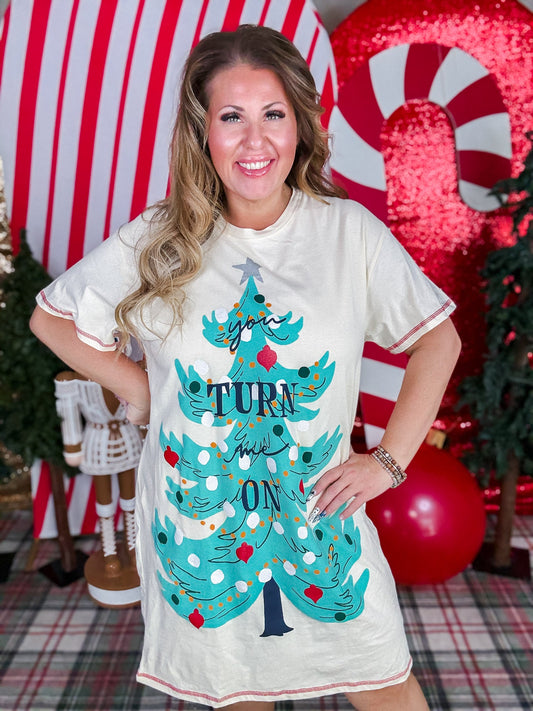 Turn Me On Christmas Loungewear Sleep Shirt - Whiskey Skies - HATLEY LITTLE BLUE HOUSE INC.