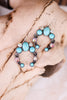 Turquoise And Iridescent Stone Squash Blossom Drop Earrings - Whiskey Skies - BOHO RANCH SHOP
