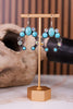Turquoise And Iridescent Stone Squash Blossom Drop Earrings - Whiskey Skies - BOHO RANCH SHOP
