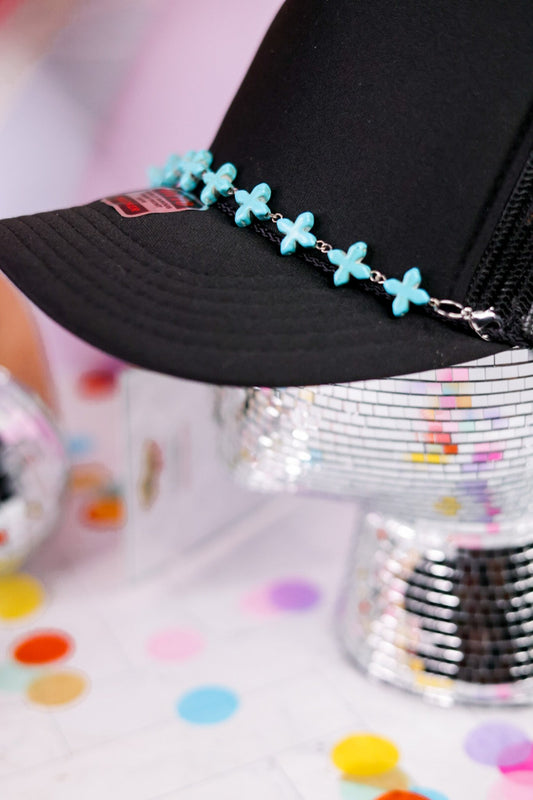 Turquoise Cross Trucker Hat Chain - Whiskey Skies - VIBES HAT COMPANY
