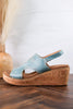 Turquoise Faux Leather Wedges With Stitching - Whiskey Skies - CORKYS FOOTWEAR