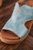 Turquoise Faux Leather Wedges With Stitching - Whiskey Skies - CORKYS FOOTWEAR
