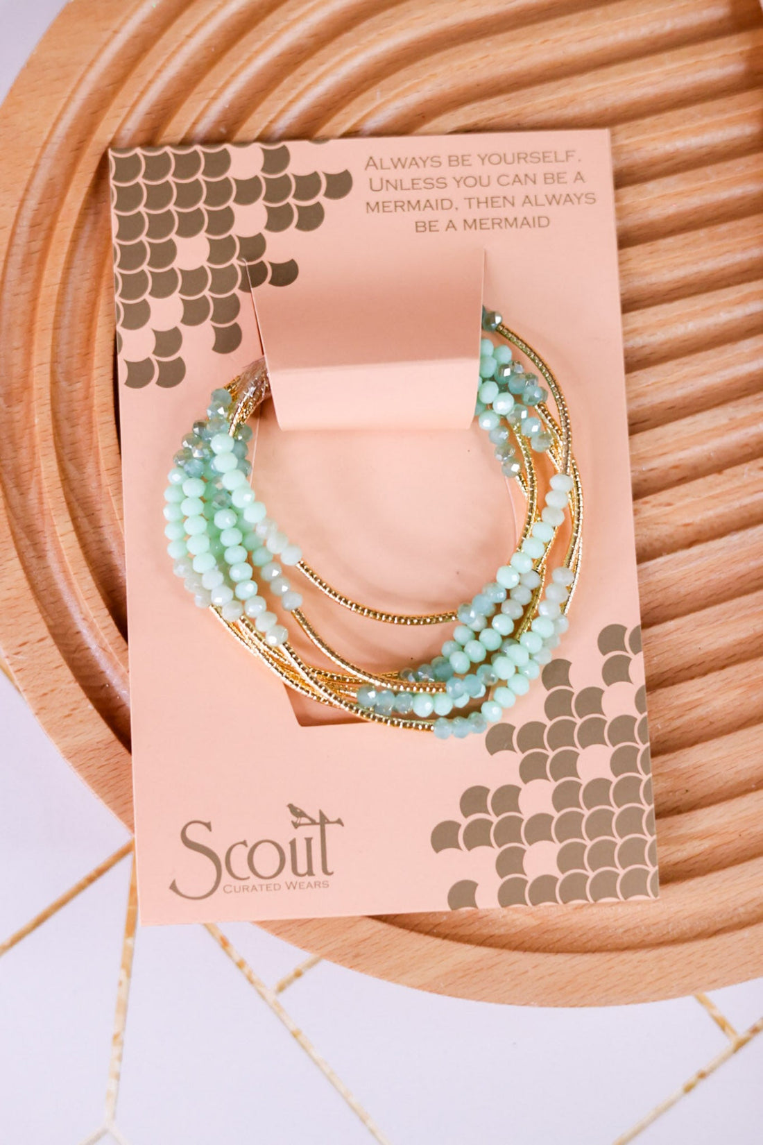 Turquoise & Gold Wrap Bracelet Necklace Combo - Whiskey Skies - SCOUT CURATED WEARS